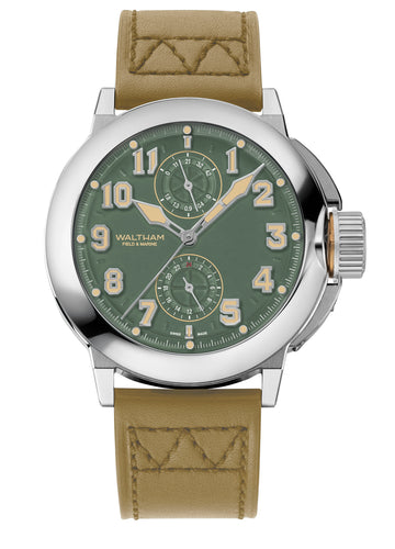 Field & Marine Dual Time Matt Military Green Dial
