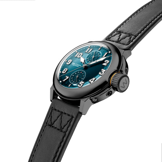 Field & Marine Dual Time Petrol Blue Sunray Dial