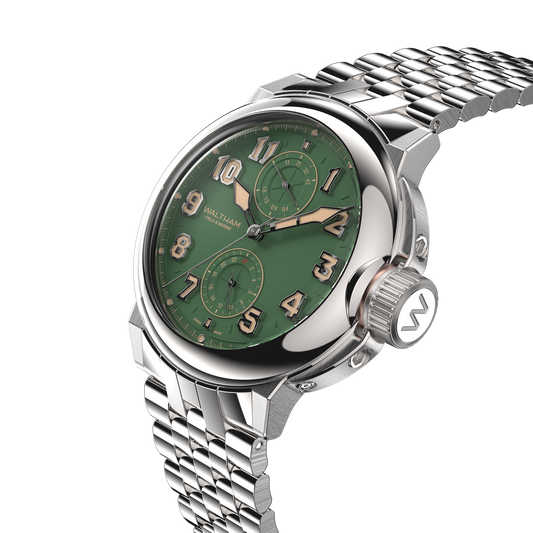 2025 Field & Marine Dual Time Military Green on Bracelet -  Preorder